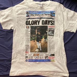Mens Pudge Rodriguez White Detroit Tigers Newpaper Glory Days T-shirt